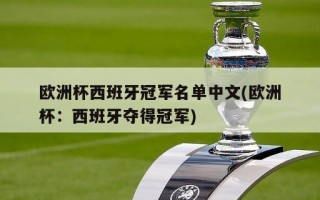 欧洲杯西班牙冠军名单中文(欧洲杯：西班牙夺得冠军)